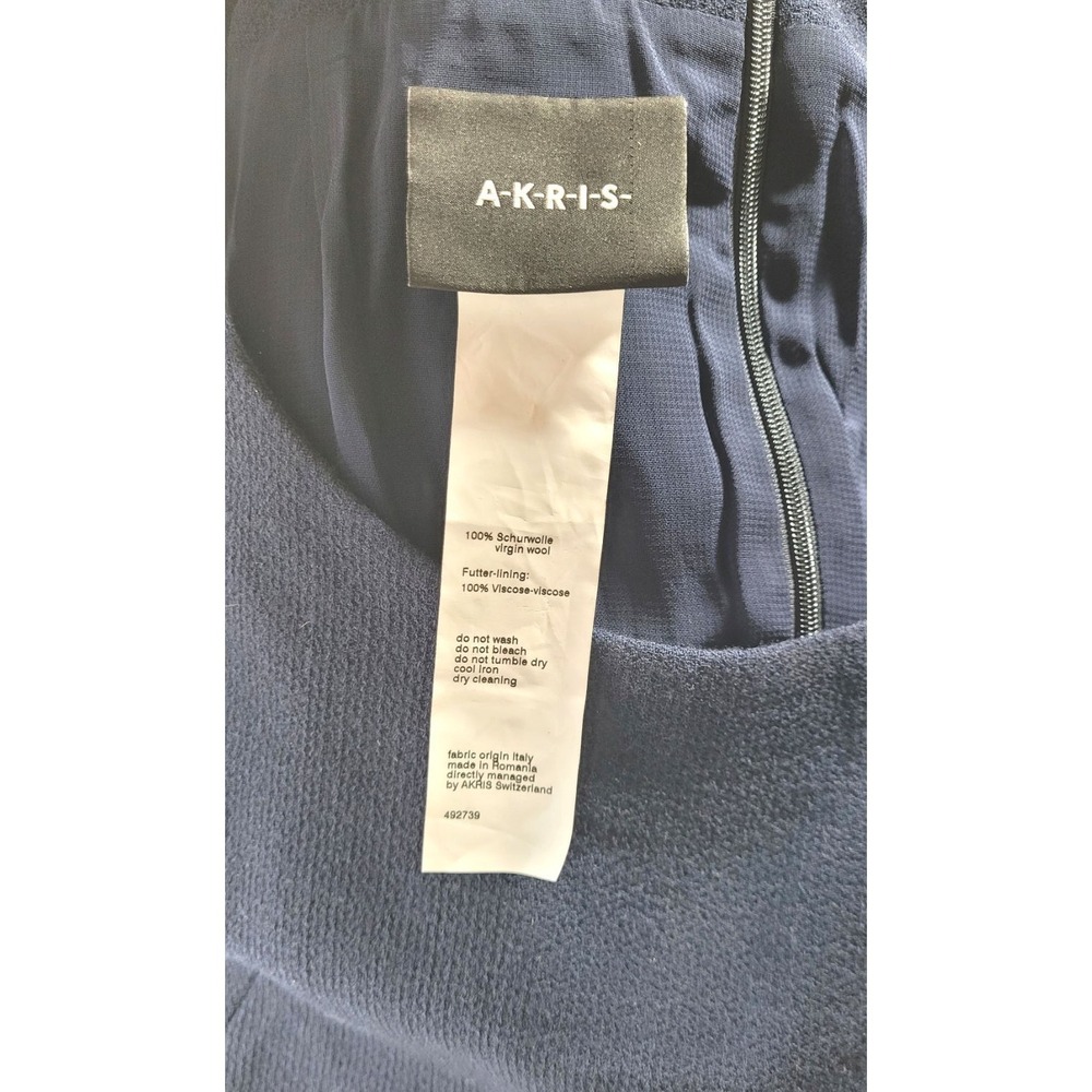 AKRIS Women's 100% Virgin Wool Sleeveless Sheath Dress - Navy - Size US 4 - Picture 3 of 4